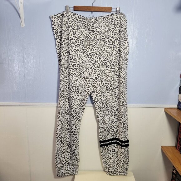 Como Blu Woman 2X Black White Animal Print Drawstring Lounge Pajama Pants - Picture 6 of 10